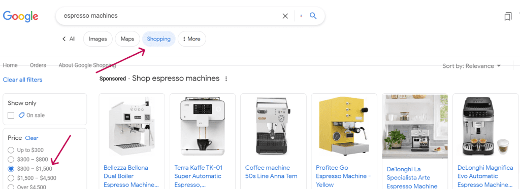 02 google shopping espresso machine
